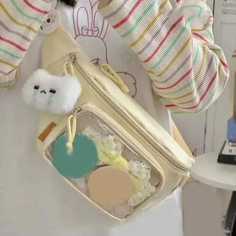 Girls Transparent Itabag Purses and Handbags Waist Ita Bag Kawaii Japanese Y2K Chest Bag Women Lolita Cute Crossbody Bag bolsa