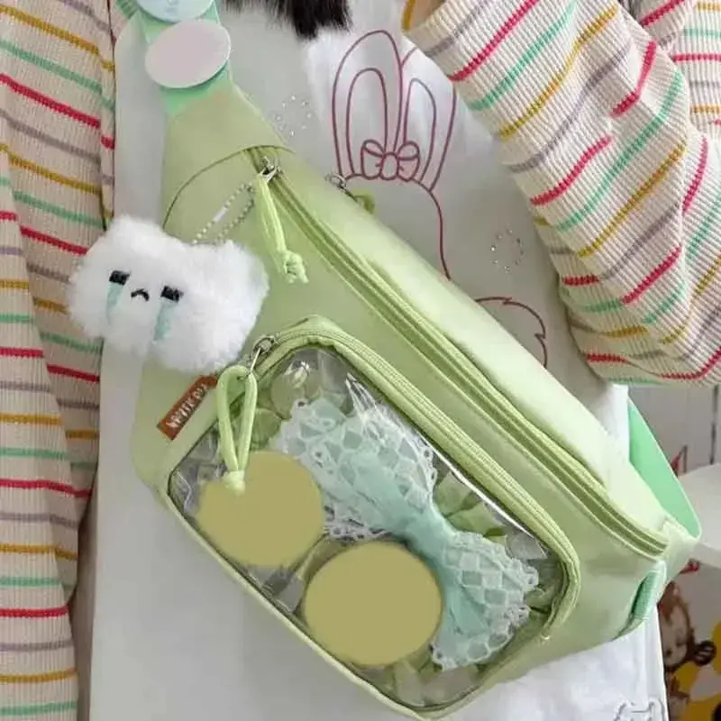 Girls Transparent Itabag Purses and Handbags Waist Ita Bag Kawaii Japanese Y2K Chest Bag Women Lolita Cute Crossbody Bag bolsa