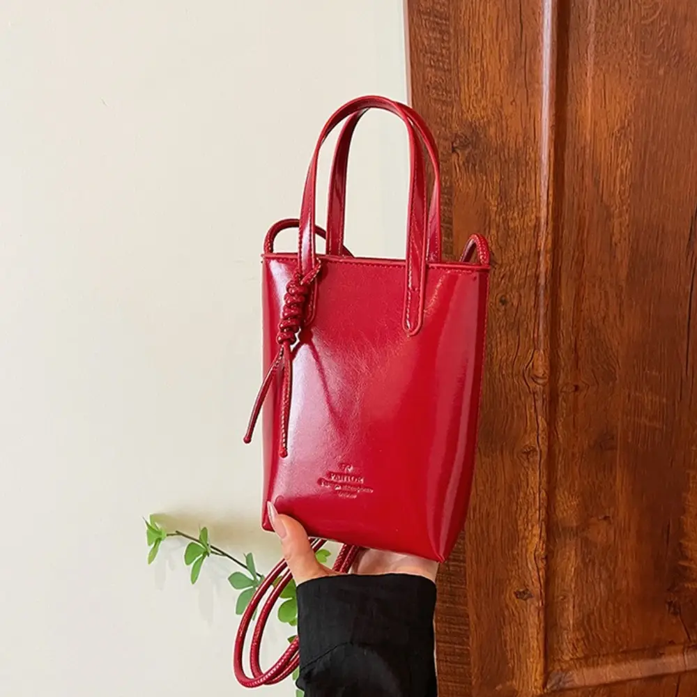 Women's Red Pu Leather Mini Crossbody Bag Summer Fashion Trend Female Cellphone Pouch Letter Pattern Small Handbag 2025 Сумка
