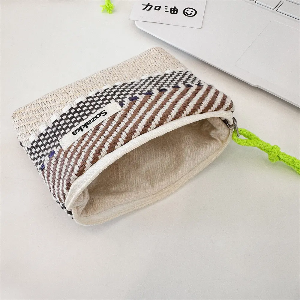 Large Capacity Lattice Cosmetic Bag with Zipper Korean Style Cute Storage Bag Colorful Portable Makeup Bag Toiletry Case Сумка