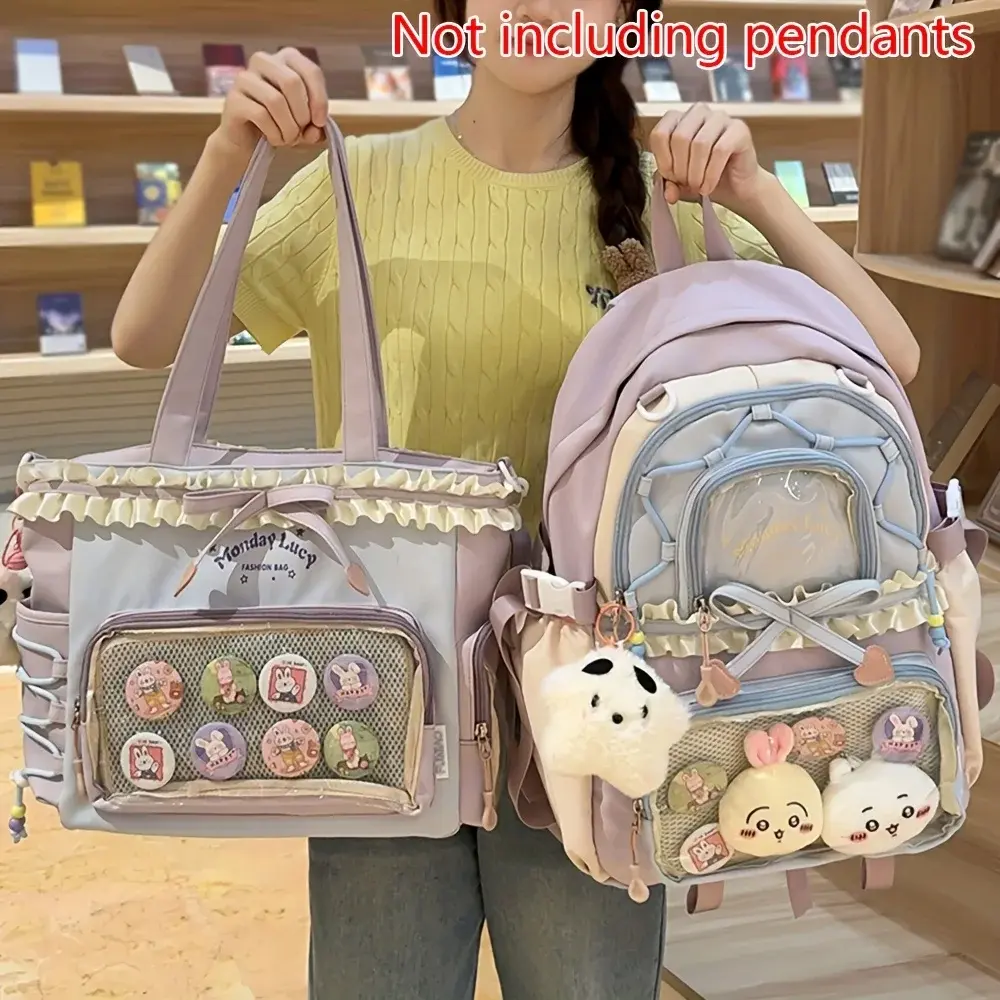 Women's Bag Set Two-Piece Pain Bag Back to School Season Back to School Season Backpack Lace Lightweight Cute Girl Backpack