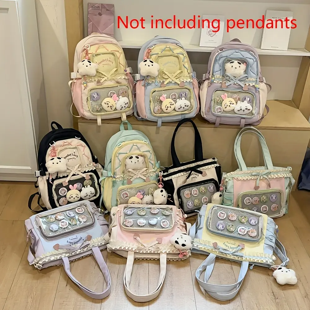 Women's Bag Set Two-Piece Pain Bag Back to School Season Back to School Season Backpack Lace Lightweight Cute Girl Backpack