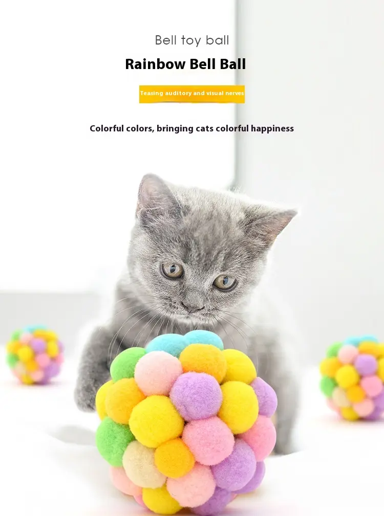 Pet cat toy cat self-hi rainbow bell interactive ball teasing cat toy ball