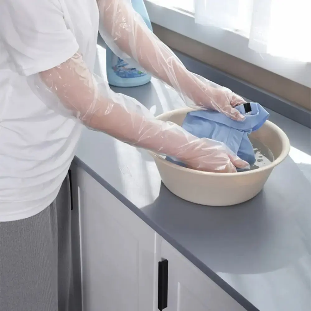 10PCS Waterproof Disposable Gloves Multifunctional Transparent Cleaning Long Gloves Durable Thickened Disposable Hand Sleeves