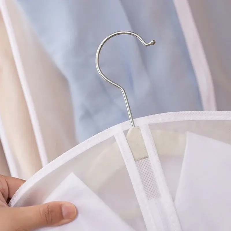 1/3/5pc Clothes Dust Cover Bag With Zipper Coat Plastic Hanging Storage Bag Household Space Saving Storage Organization For Home