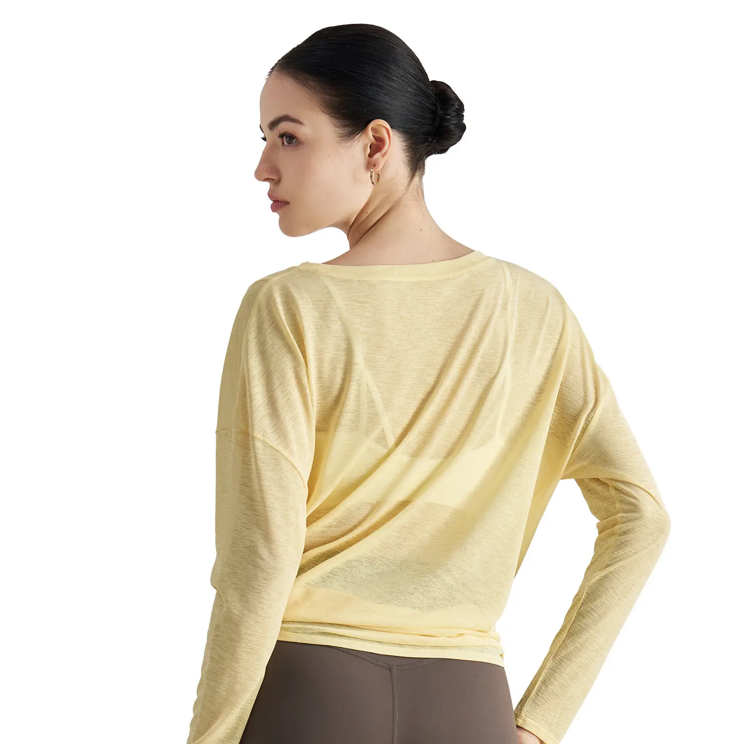 Loose and thin yoga clothes blouse medium and long lazy quick-drying sports top thin Pilates t-shirt summer