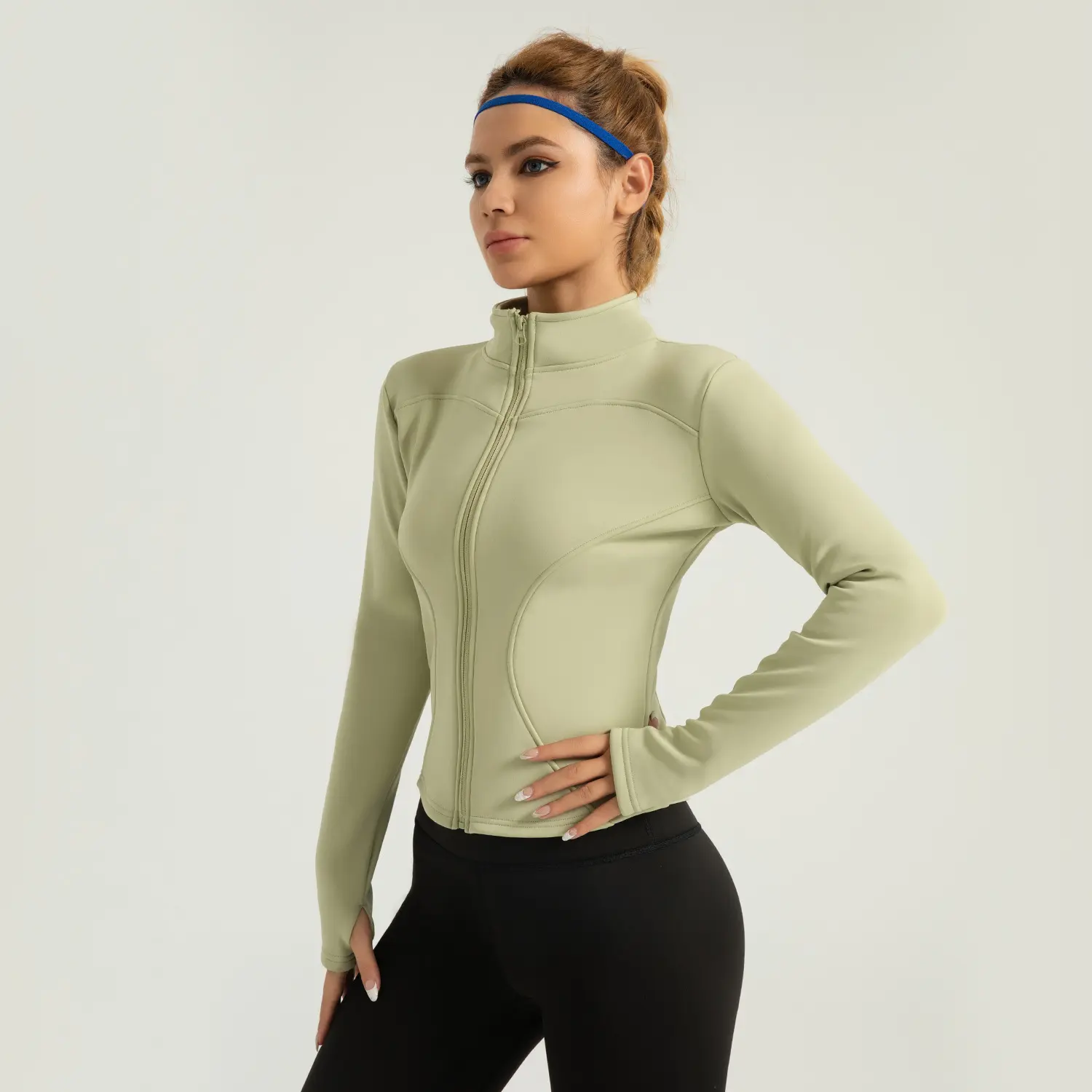 Cross-border Zone New Autumn and Winter Yoga Clothing Fleece Thickened Warm Fitness Clothing Casual Skinny Running Yoga Jacket