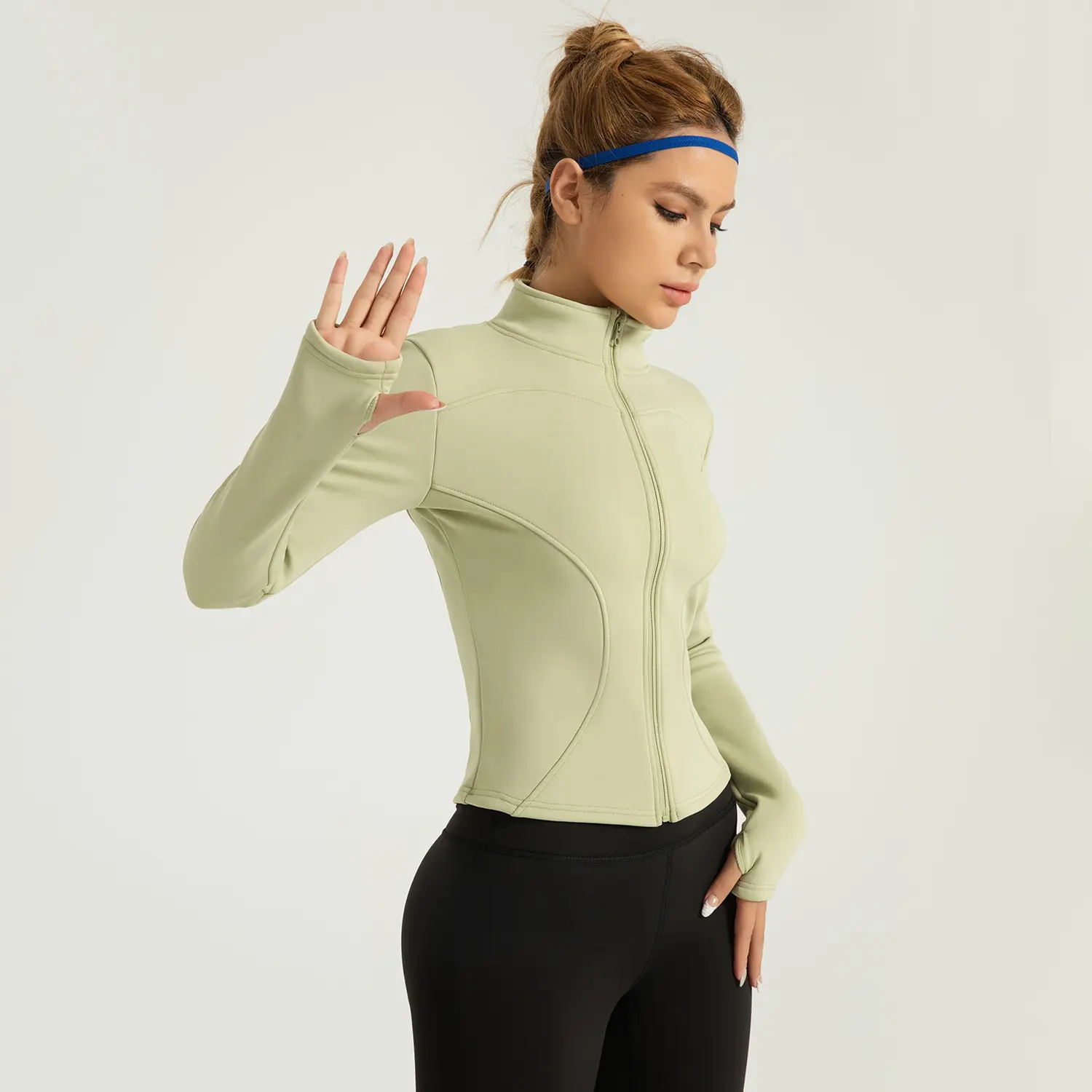 Cross-border Zone New Autumn and Winter Yoga Clothing Fleece Thickened Warm Fitness Clothing Casual Skinny Running Yoga Jacket