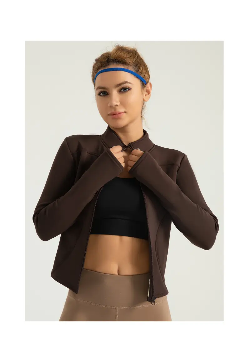 Cross-border Zone New Autumn and Winter Yoga Clothing Fleece Thickened Warm Fitness Clothing Casual Skinny Running Yoga Jacket