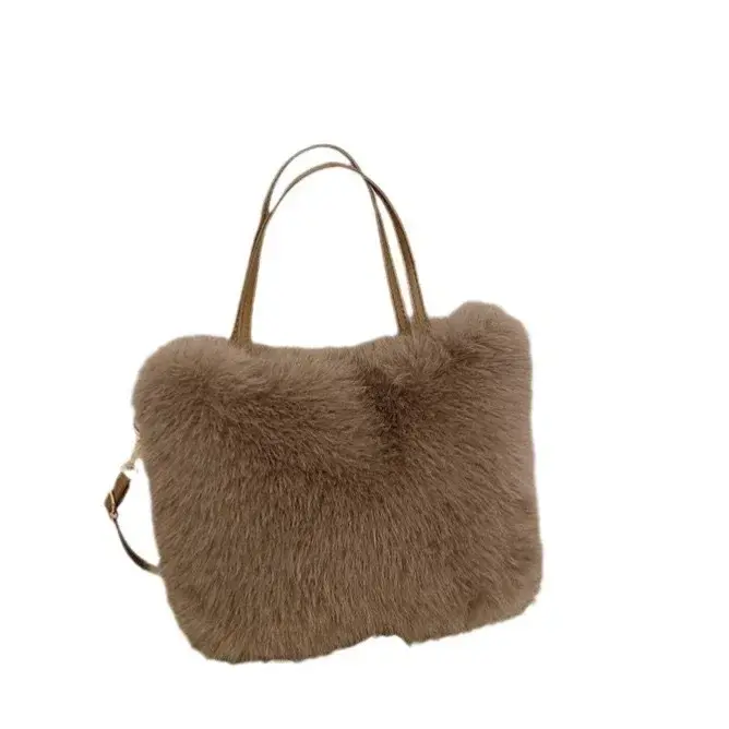 Autumn and winter new fluffy bag imitation fox hair crossbody shoulder strap plush bag flow hand bag hand bags