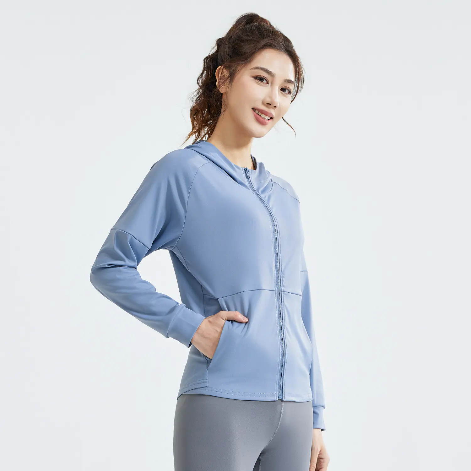 Internet celebrity loose top yoga clothes fitness running sports clothes hooded cardigan sports jacket