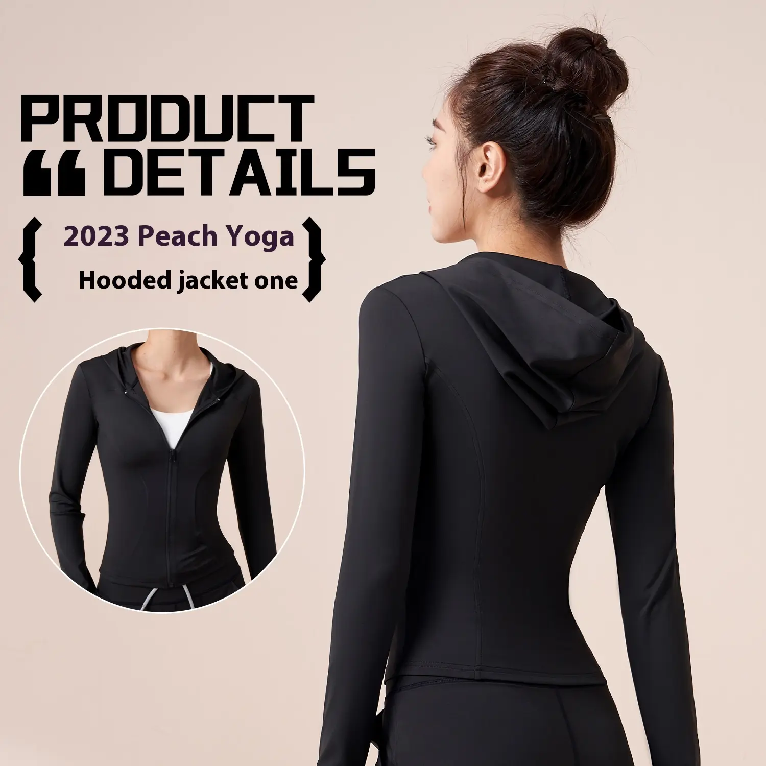 Juyitang Spring and Autumn Hooded Yoga Jacket Female Slim Skinny Windproof Running Cycling Sports Fitness Jacket