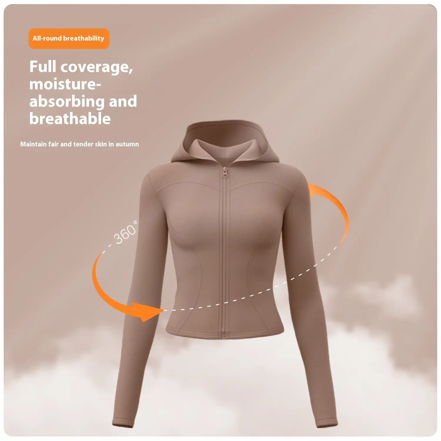 Juyitang Spring and Autumn Hooded Yoga Jacket Female Slim Skinny Windproof Running Cycling Sports Fitness Jacket