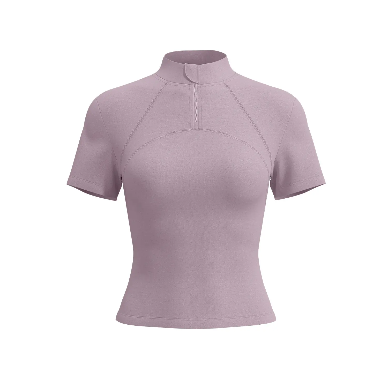 Juyitang summer new outdoor running yoga short-sleeved T-shirt women's semi-zipper thin high-elastic fitness wear top
