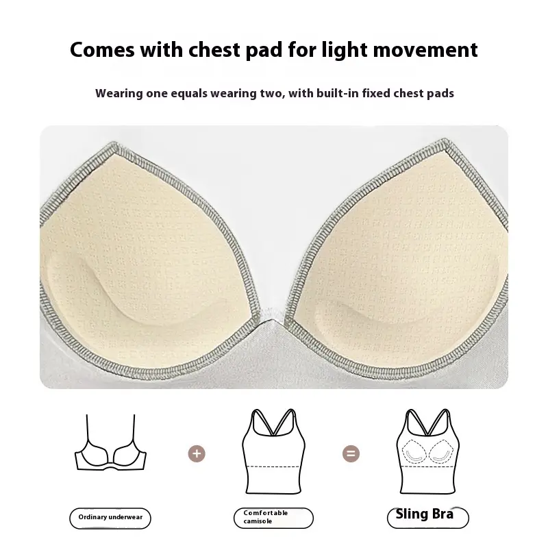 Juyitang high elastic nude sports underwear women's summer belt chest pad yoga bra fitness vest top suspender