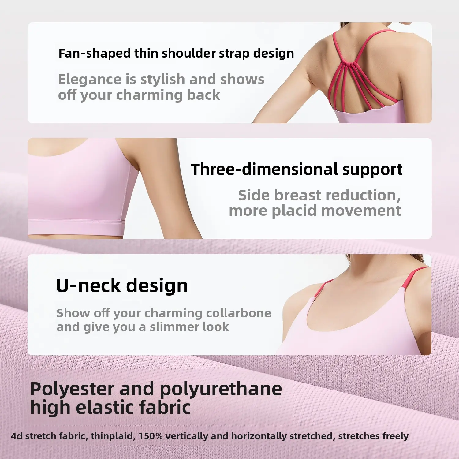 Juyitang's new six-string crossed back sports underwear summer thin shock-proof yoga fitness bra for women