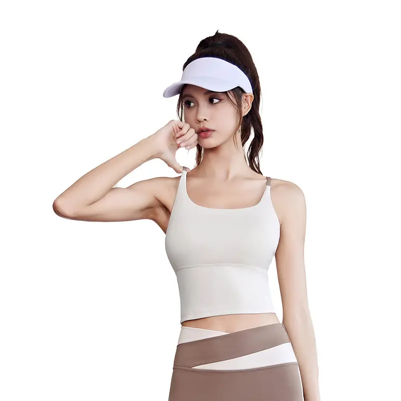 Juyitang high elastic nude sports underwear women's summer belt chest pad yoga bra fitness vest top suspender