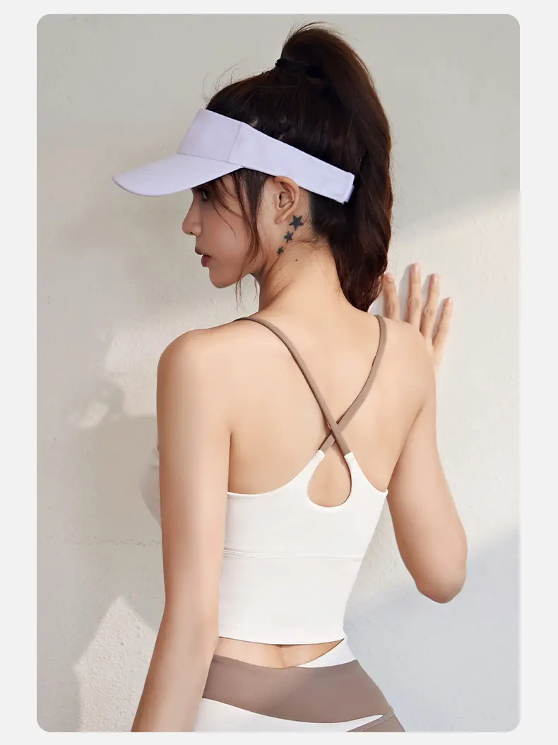 Juyitang high elastic nude sports underwear women's summer belt chest pad yoga bra fitness vest top suspender