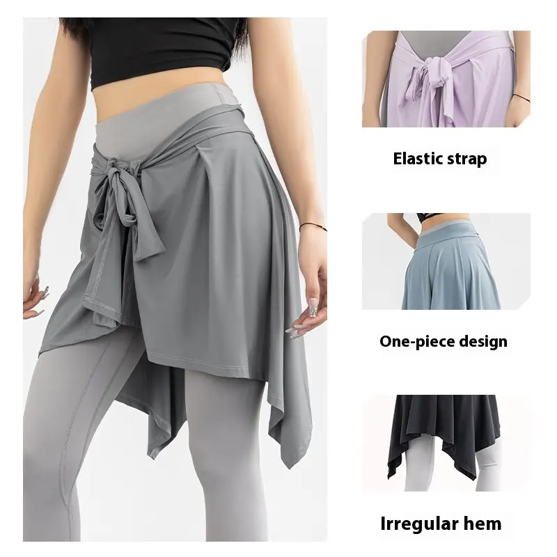 Anti-light one piece skirt strap sports yoga skirt fake two pieces yoga skirt ballet dance skirt yoga dress