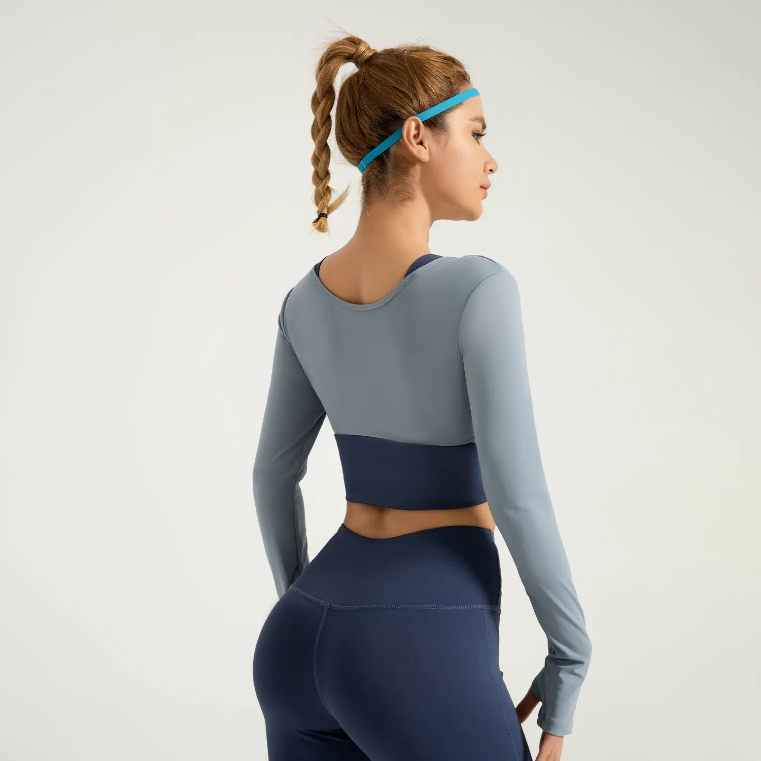 Cross-border area, new slim-fit sports fitness clothes, shock-proof color matching, fake two-piece bra-free yoga clothes