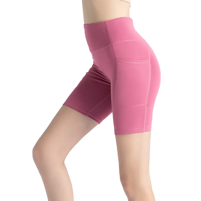 Juyitang leggings women's five-point medium shorts side pockets high waist hip lift fitness running yoga pants