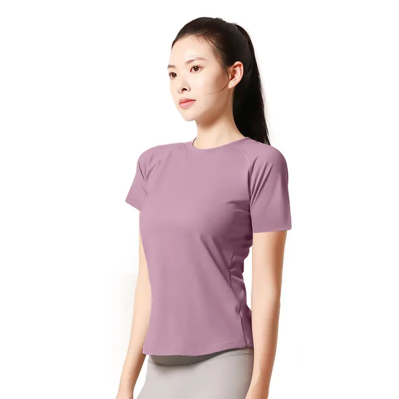 Juyitang Back Mesh Yoga Short Sleeve Breast Shaping Quick Drying Breathable Sports Fitness Top Women