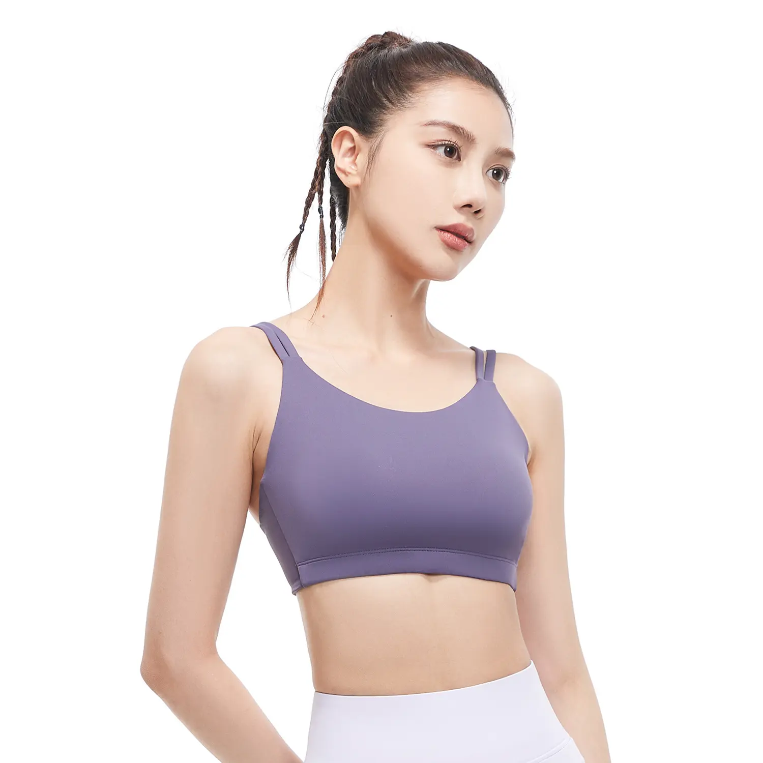 Juyitang peach double shoulder strap bra high elastic U-shaped shockproof gathering beautiful back integrated sports underwear