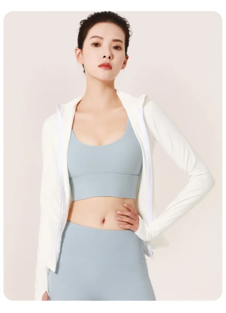 Juyatang nude yoga clothes slim fit wear tight sports top training running fitness clothes jacket women