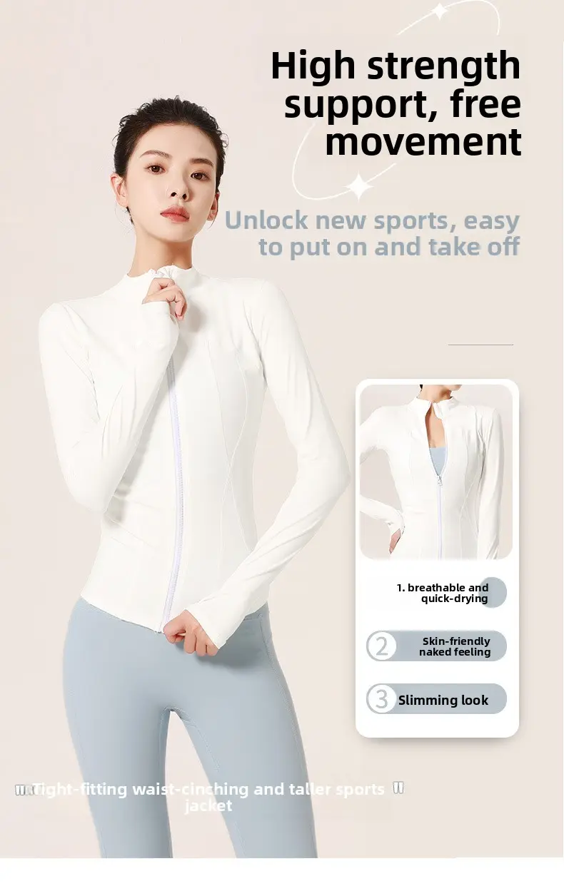 Juyatang nude yoga clothes slim fit wear tight sports top training running fitness clothes jacket women