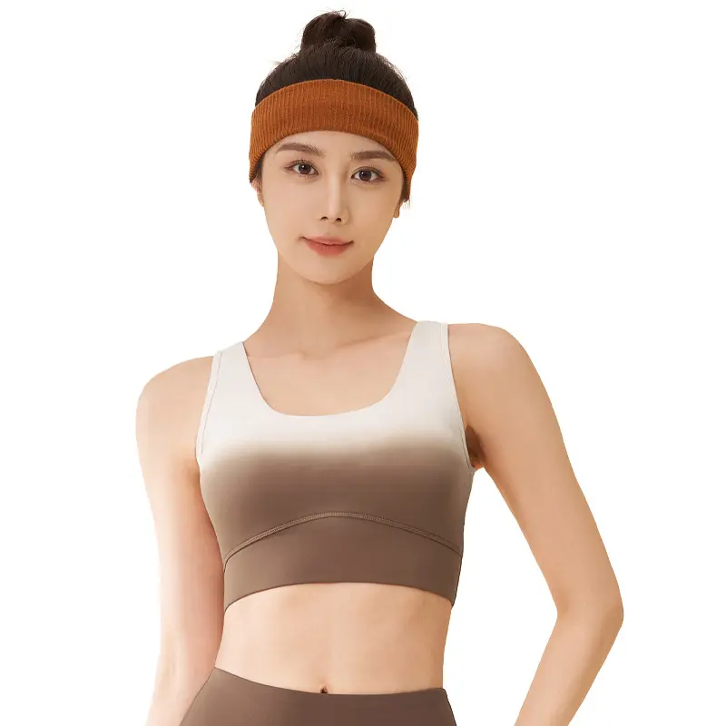 Juyitang gradual change yoga bra high elastic nude feeling rear breasted fitness shock vest type sports underwear women