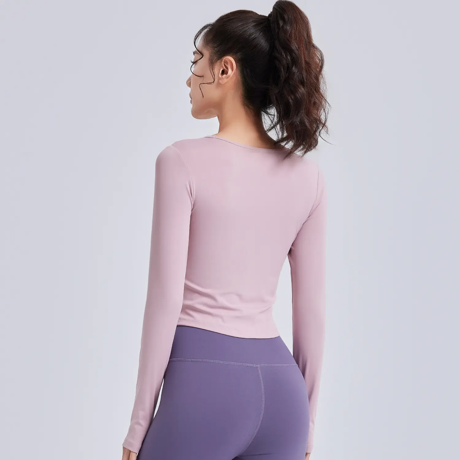 Juyitang spring new slanted shoulder hollow pleated slim Pilates sports fitness yoga clothes