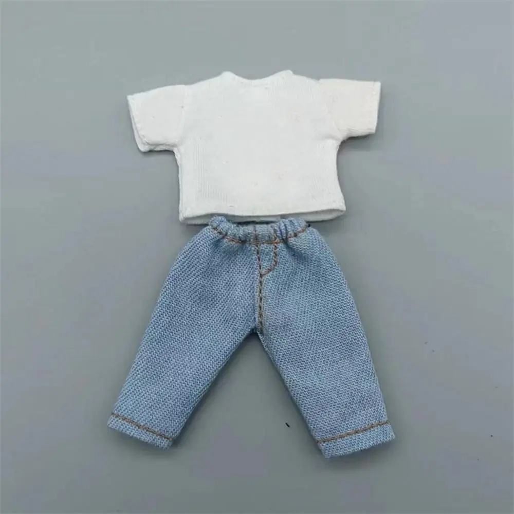 Fashion Clothes Trousers T-shirt For 1/11 OB11 Dolls For 1/12 Bjd/GSC Doll Clothes Denim Pants Obitsu 11 Doll Clothes Accessorie