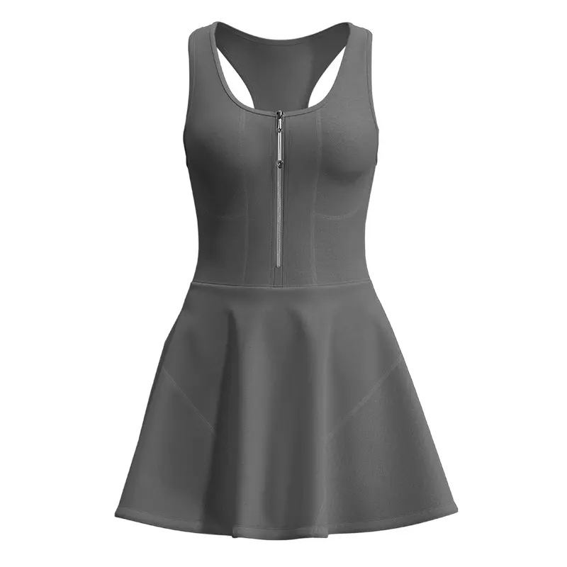 Juyitang zipper one-piece dress women's anti-light base outdoor running fitness dress