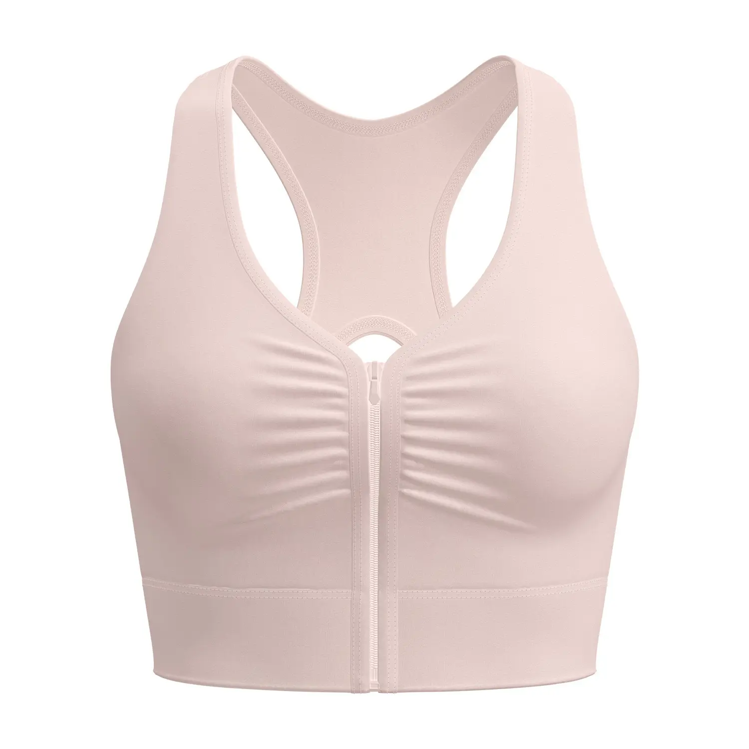Clothes hall front zipper wrinkled sports bra women's summer shock-proof gathering running training gym sports underwear