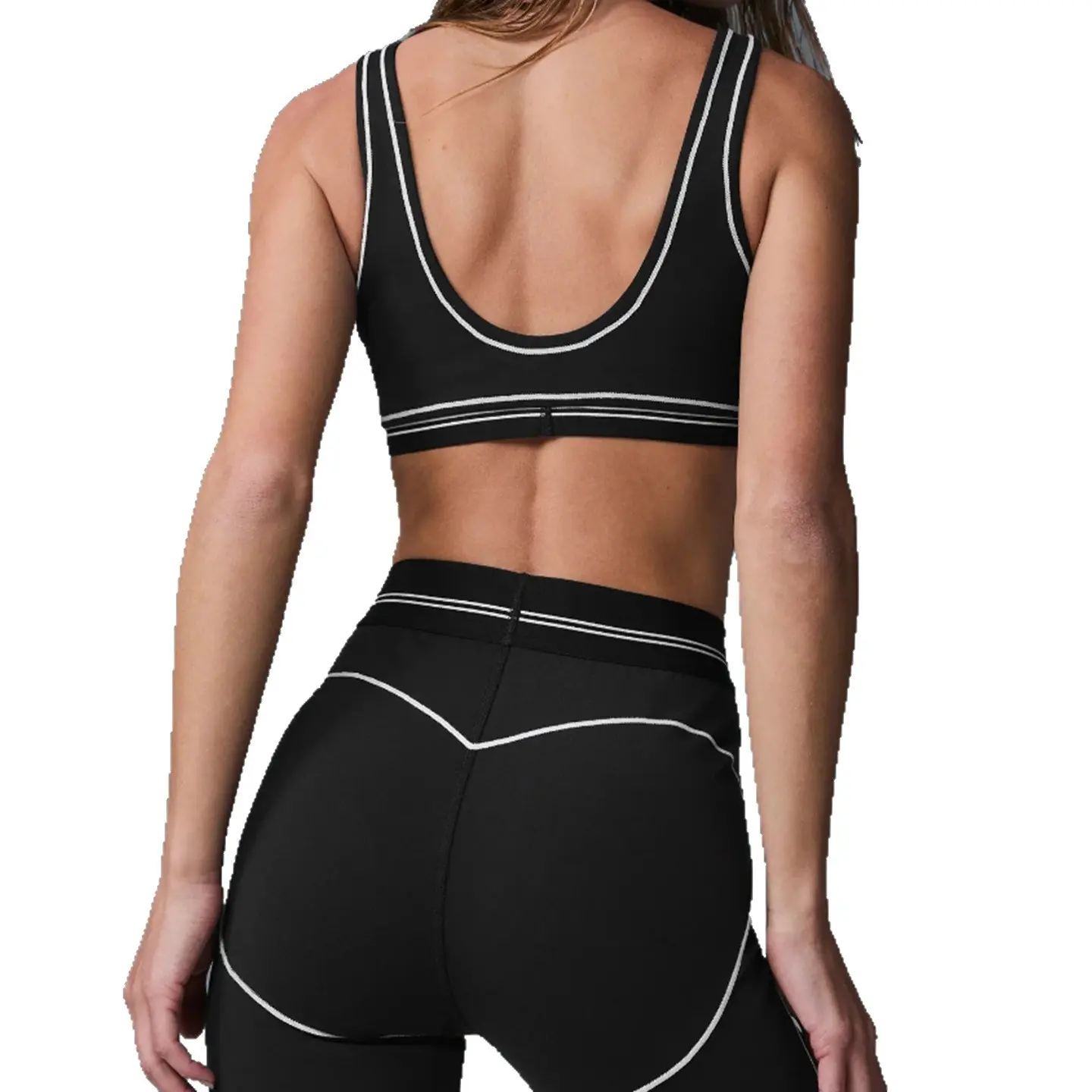 Yoga sports suit black and white bra trousers quick drying gym set women sports set women