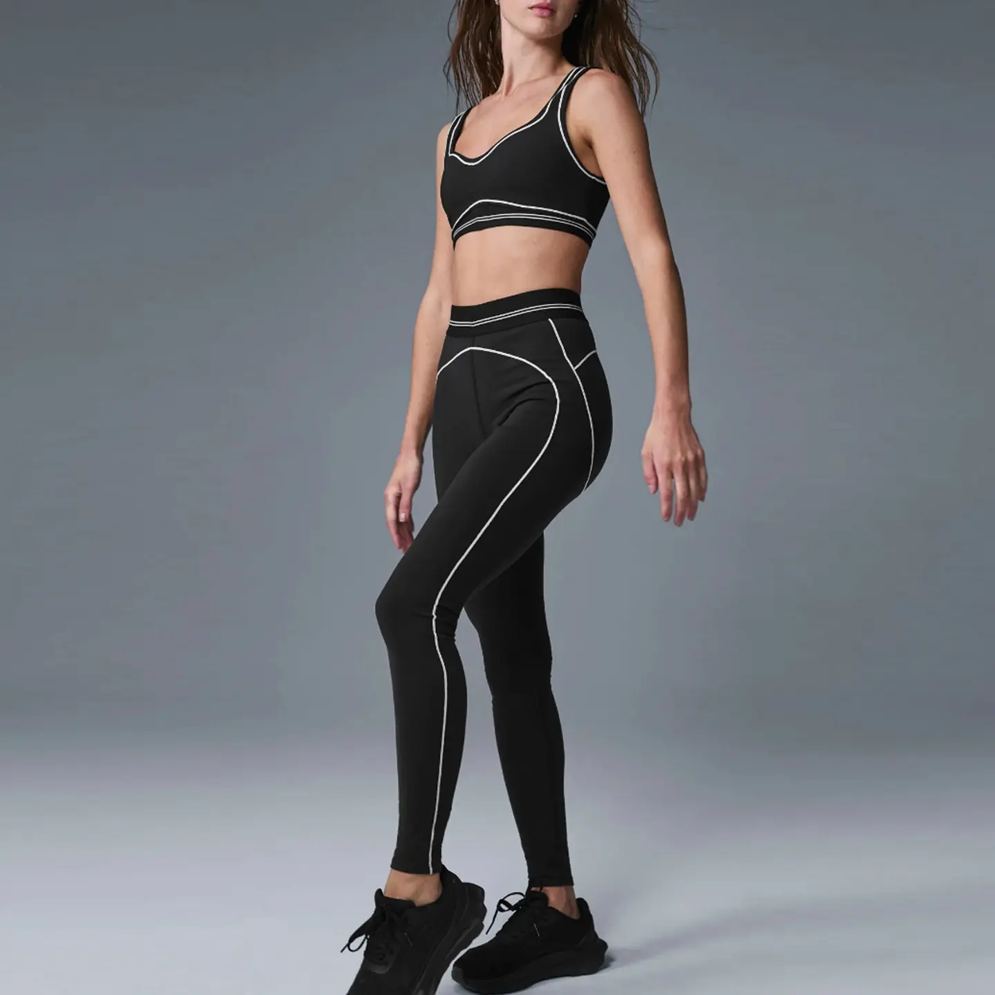 Yoga sports suit black and white bra trousers quick drying gym set women sports set women