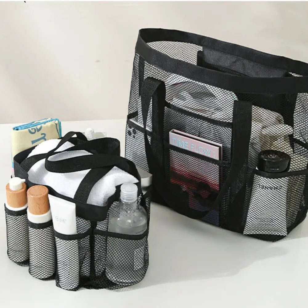 Hot Sale Large Capacity Mesh Wash Bag Large Capacity Shopping Bag Totes Shoulder Bag Foldable Portable Beach Handbags