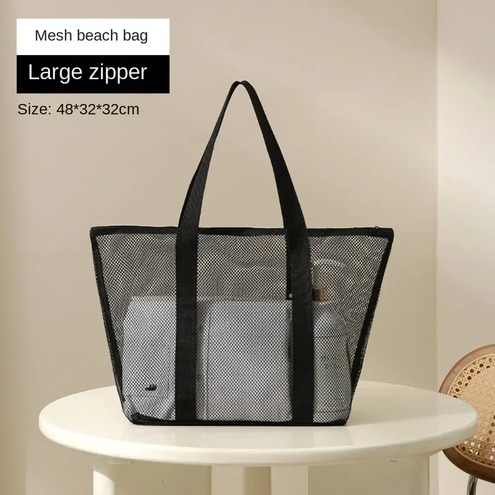 Hot Sale Large Capacity Mesh Wash Bag Large Capacity Shopping Bag Totes Shoulder Bag Foldable Portable Beach Handbags