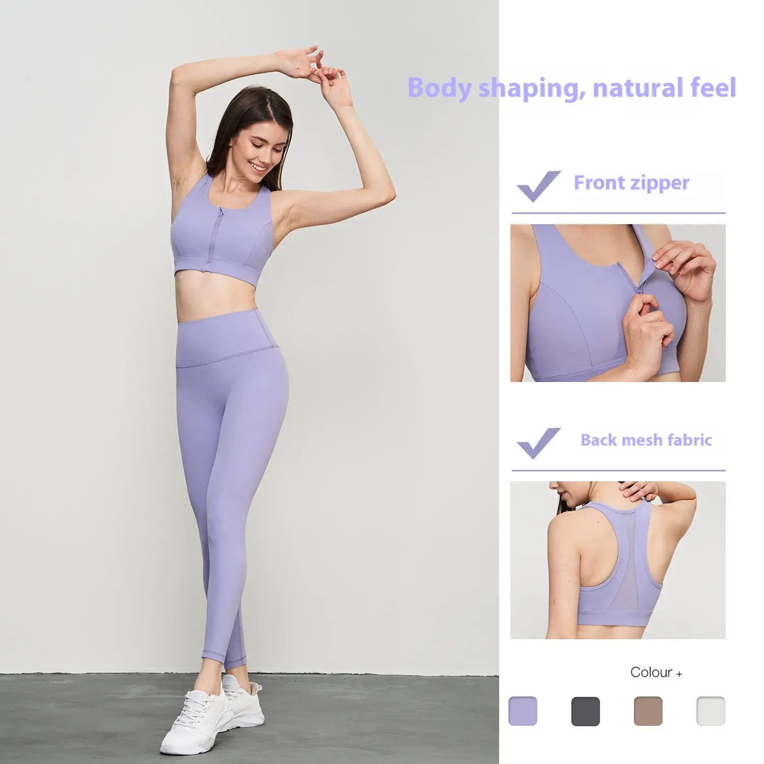 Semi-fixed cup sports underwear zipper shockproof running fitness bra women's mesh yoga vest sports bra