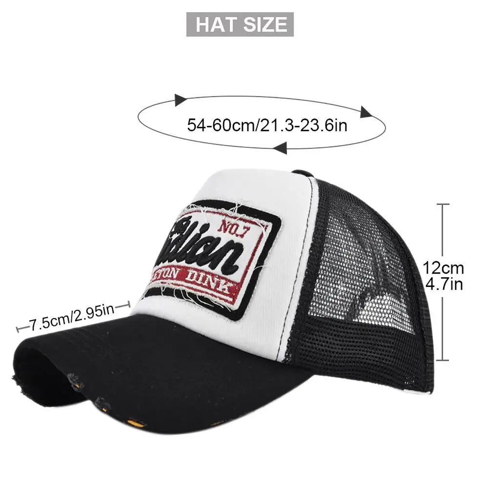 Cotton Mesh Baseball Hat Hip Hop Style Letters Embroidery Sun Protection Caps Adjustable Outdoor Breathable Snapback Cap