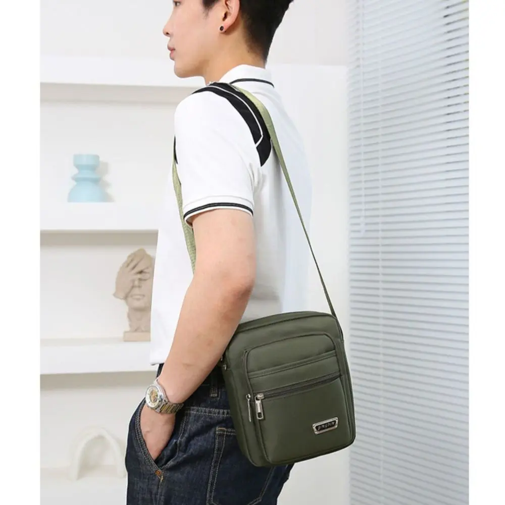 Fashion Men Shoulder Bag Business Leisure Large Capacity Portable Handbag Multilayer Waterproof Nylon Crossbody Bag Travel Bag