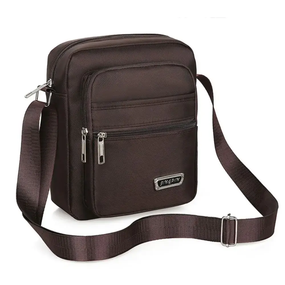 Fashion Men Shoulder Bag Business Leisure Large Capacity Portable Handbag Multilayer Waterproof Nylon Crossbody Bag Travel Bag