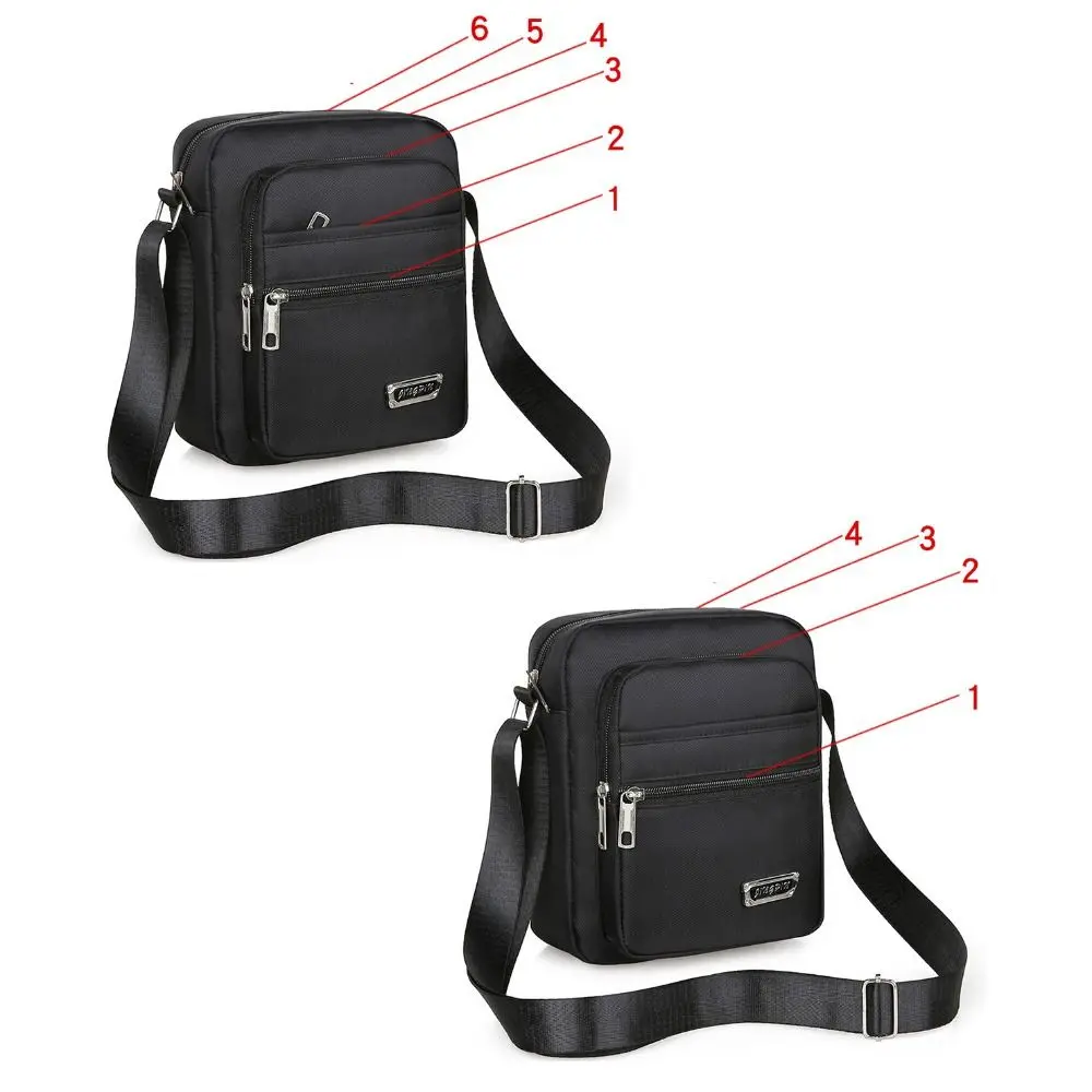 Fashion Men Shoulder Bag Business Leisure Large Capacity Portable Handbag Multilayer Waterproof Nylon Crossbody Bag Travel Bag