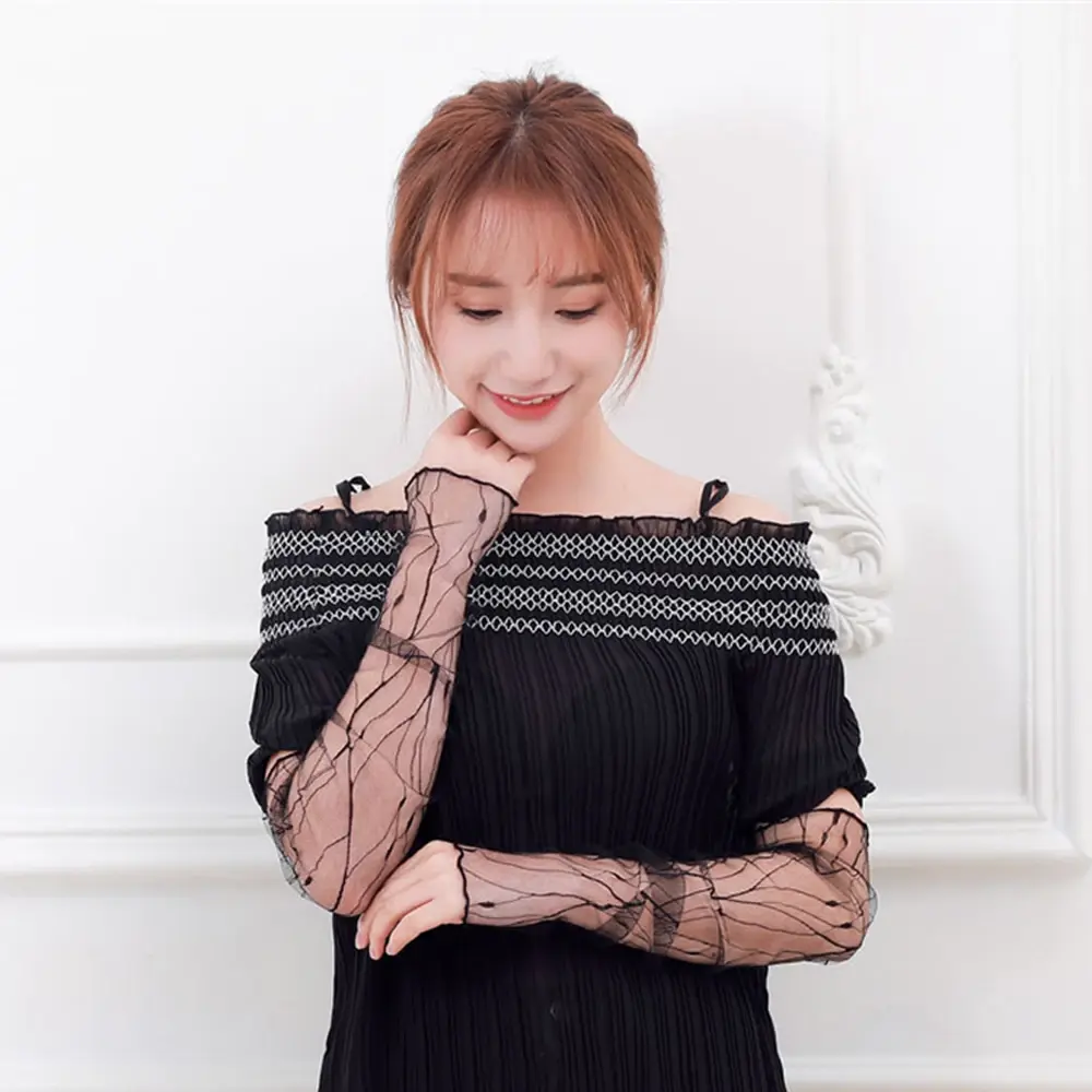 1Pair Summer Sun Protection Sleeves Mesh Lace UV Thin Long-Sleeved Bike Breathable Cycling Gloves Driving Arm Warmers Sleeves