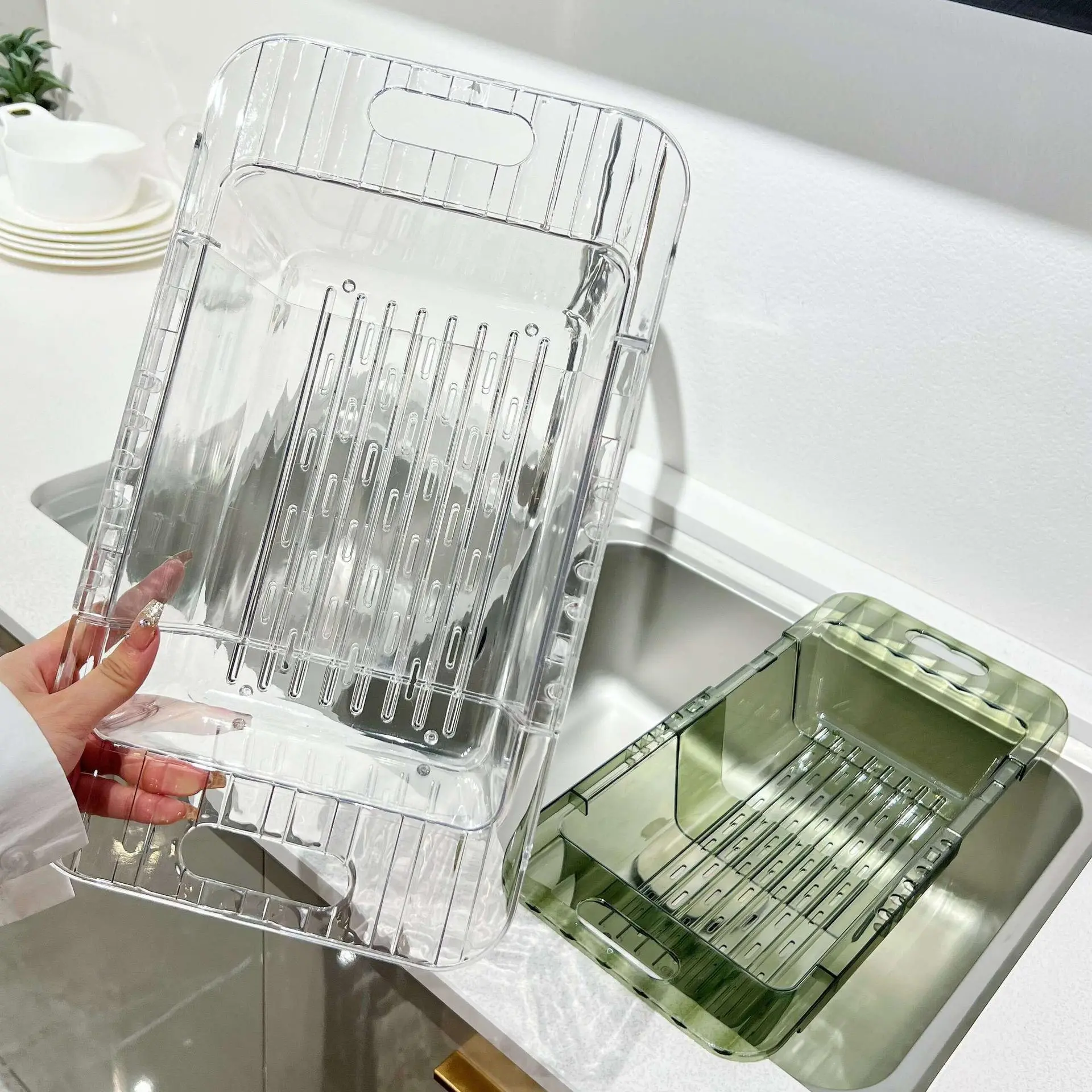 Retractable drain basket Kitchen sink sink wash basket Household fruit and vegetable bowl chopsticks storage drain rack