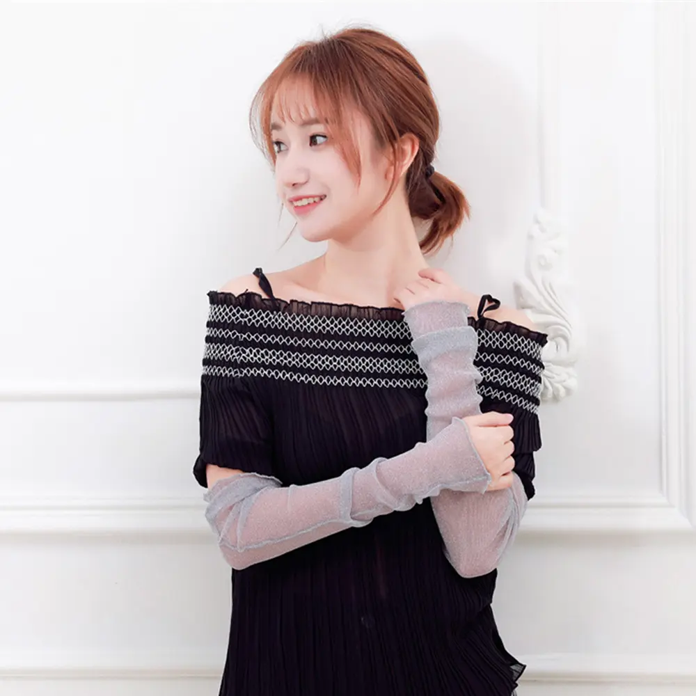 1Pair Summer Sun Protection Sleeves Mesh Lace UV Thin Long-Sleeved Bike Breathable Cycling Gloves Driving Arm Warmers Sleeves