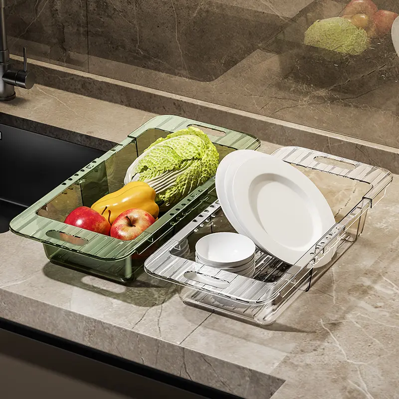 Retractable drain basket Kitchen sink sink wash basket Household fruit and vegetable bowl chopsticks storage drain rack