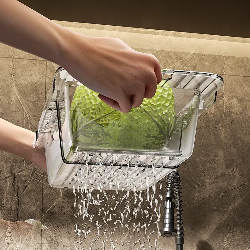 Retractable drain basket Kitchen sink sink wash basket Household fruit and vegetable bowl chopsticks storage drain rack