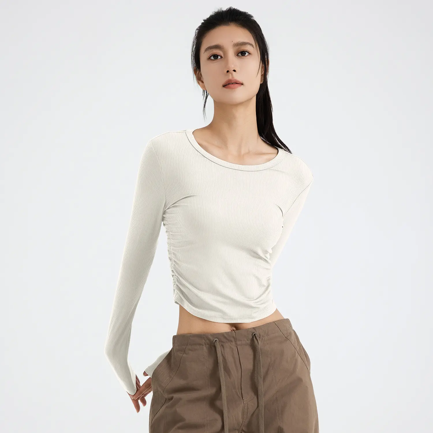 Juyitang autumn new slim yoga top breathable and thin waist yoga clothes long sleeves