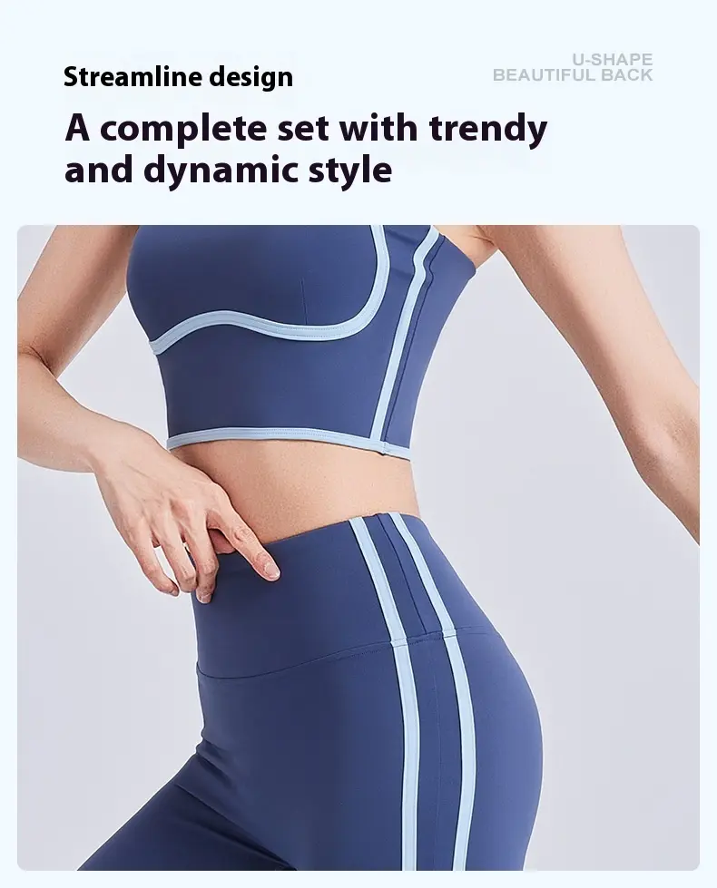 Juyitang's new linear outdoor sports suit women's high waist and thin slim high elastic yoga suit summer